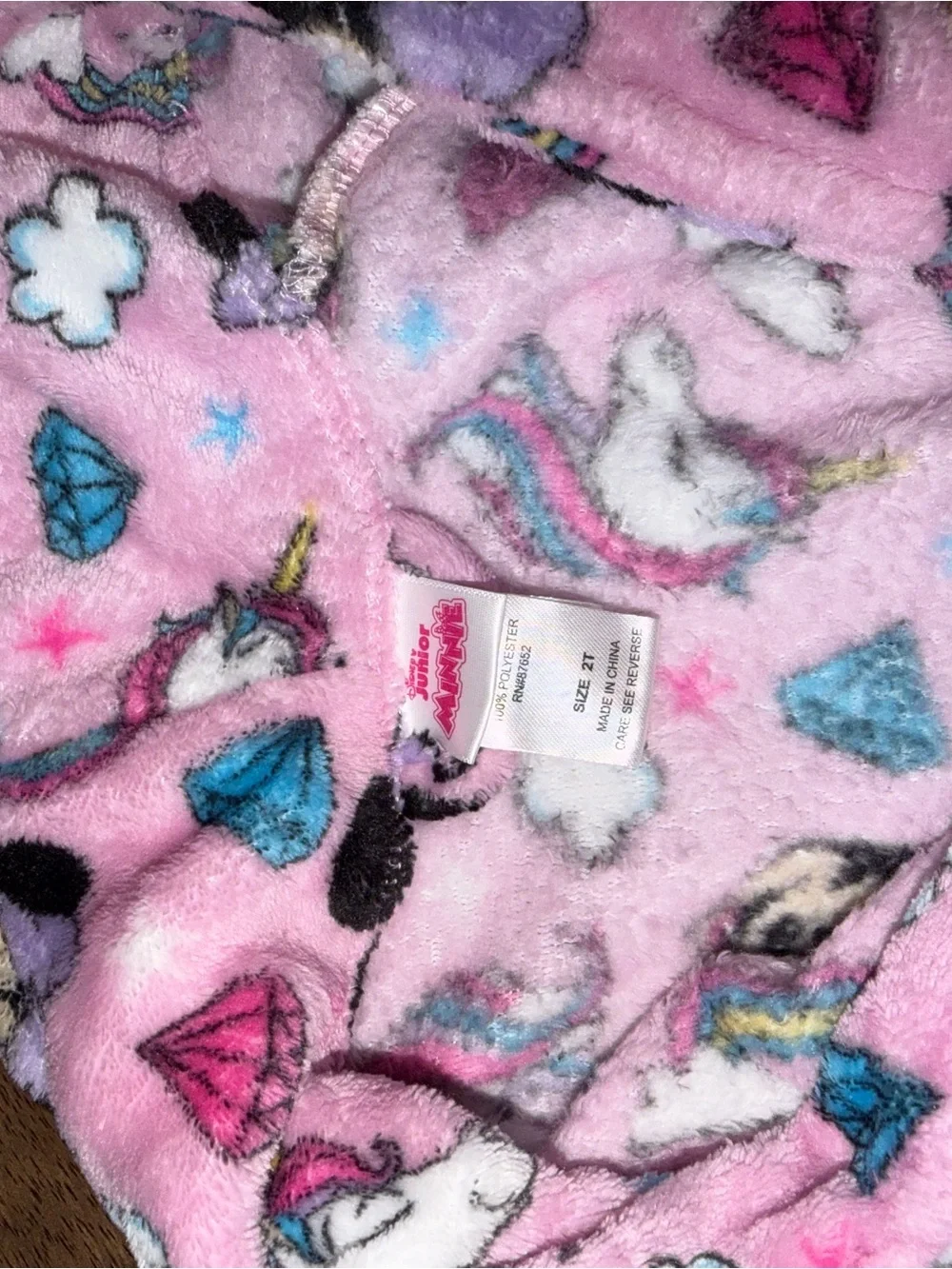 Toddler girl Pink Unicorn Plush Robe with Rainbow Accents